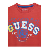 Guess Shirt Girocollo Tinta Unita con Stampa per Neonato N5RI01K8HM4 ROSSO GUESS 