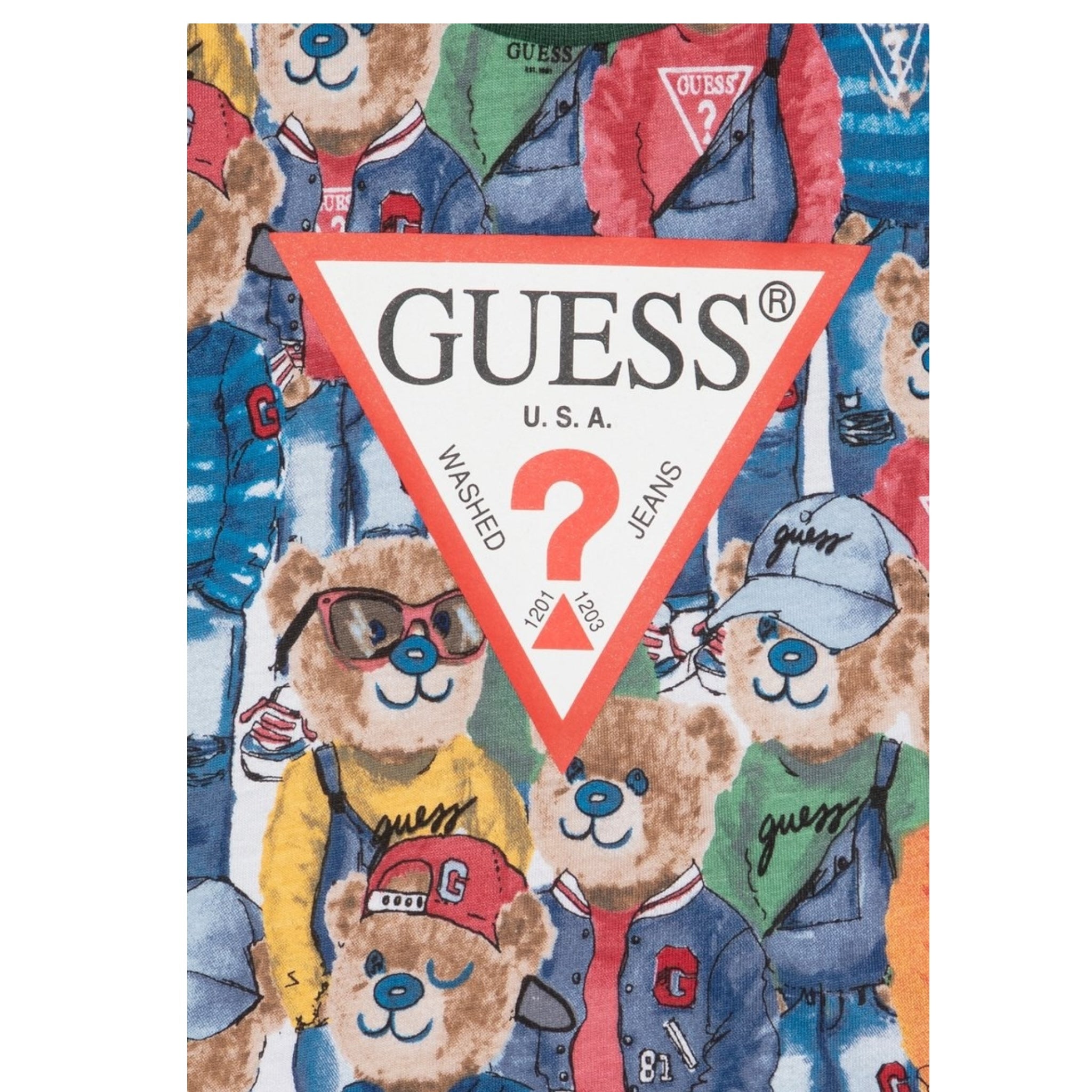 Guess T-Shirt Girocollo Stampa Fantasia per Neonato N5RI14K8HM4 MULTICOLOR GUESS 