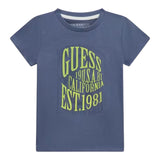 Guess T-Shirt Girocollo Tinta Unita con Stampa per Neonato N5RI19K8HM4N AZZURRO GUESS 