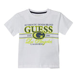 Guess T-Shirt Girocollo Tinta Unita con Stampe per Neonato N5RI23K8HM4 BIANCO GUESS 