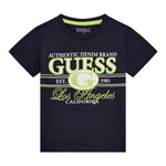 Guess T-Shirt Girocollo Tinta Unita con Stampe per Bambino N5RI23K8HM4X BLU GUESS 