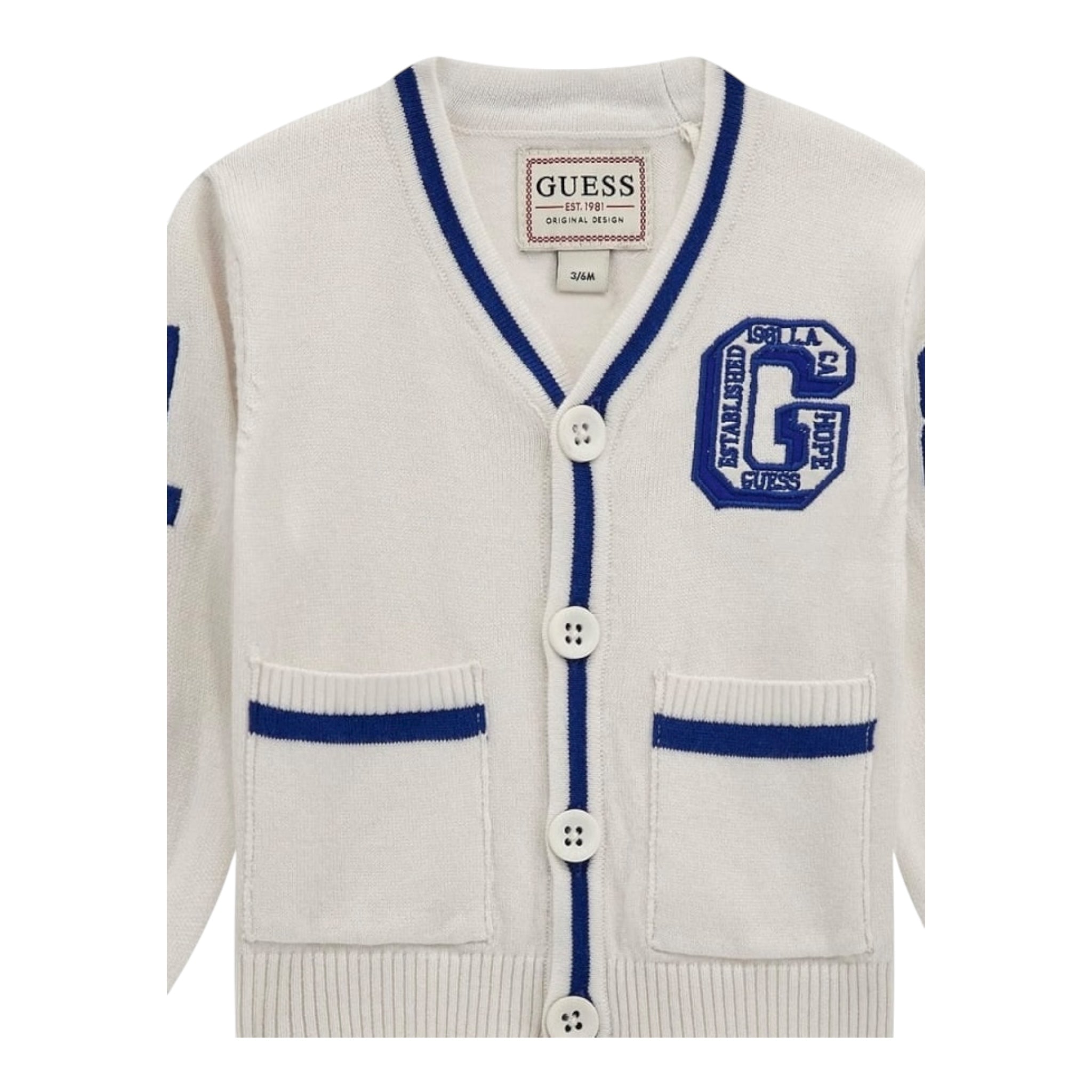 Guess Carsigan Tinta Unita con Stampa per Bambino N5RR02Z3MC0 BIANCO GUESS 