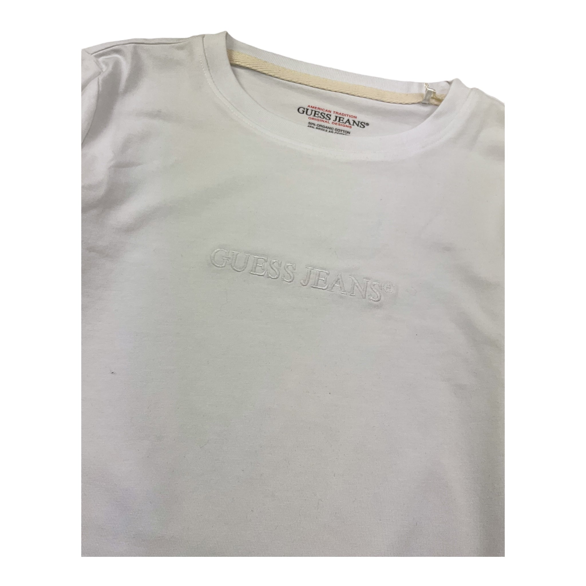 Guess Shirt Girocollo Tinta Unita con Logo per Bambino W4YI22J1314 BIANCO GUESS 