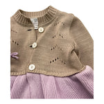 I Delfi Cardigan Bicolore Traforato per Neonata 25P5011 BEIGE I DELFI 