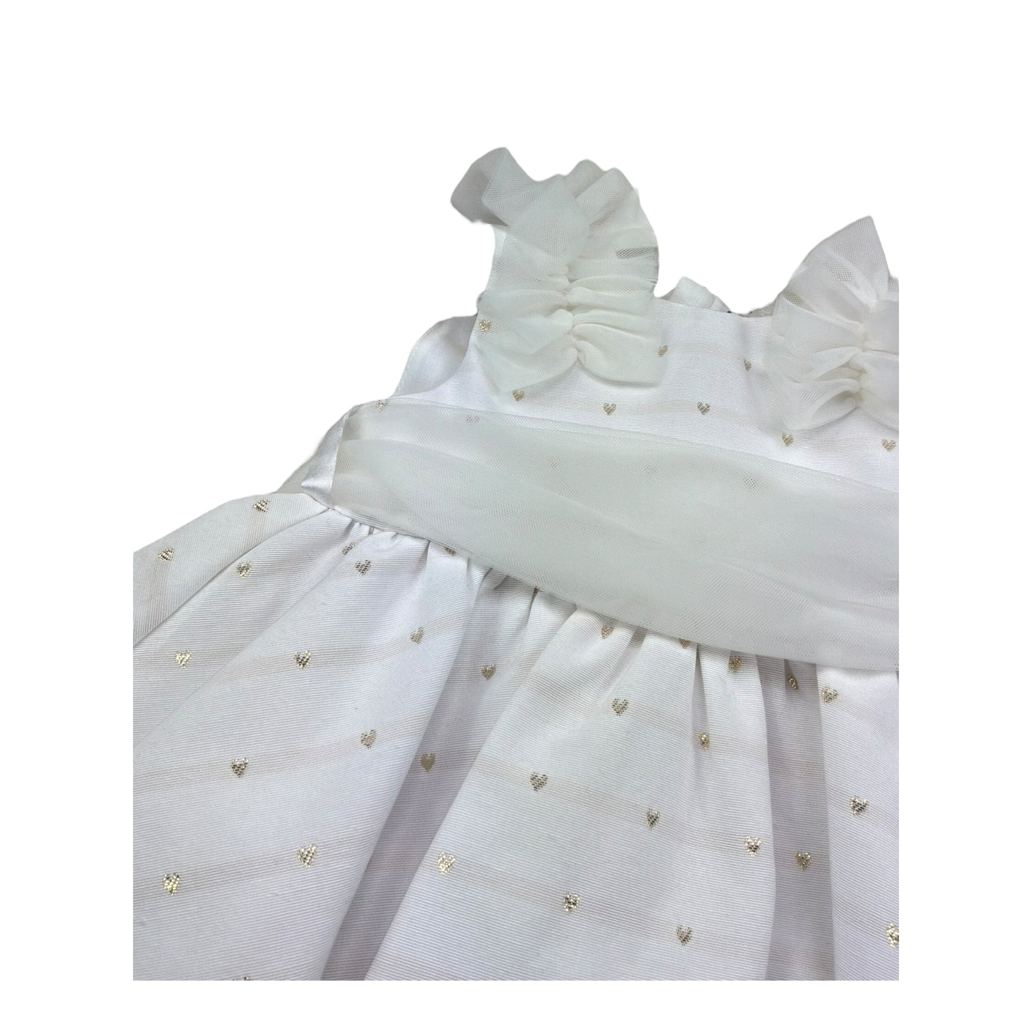 I Delfi Abito Giromanica Tinta Unita con Tulle per Neonata 25P5117 BIANCO I DELFI 