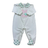 I Delfi Tutina Manica Lunga Tinta Unita con Colletto In Contrasto per Neonata 25P5140 BIANCO I DELFI 