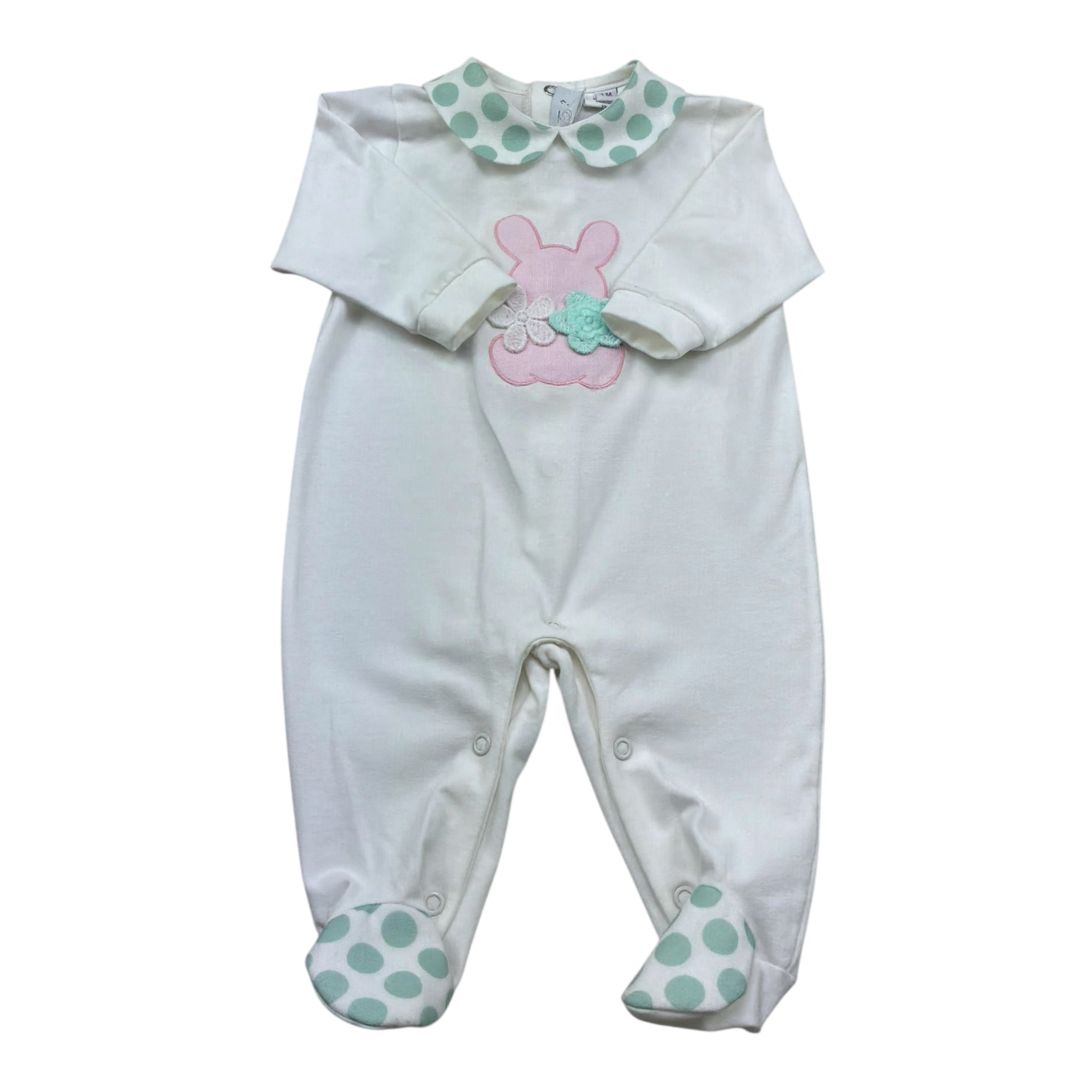 I Delfi Tutina Manica Lunga Tinta Unita con Colletto In Contrasto per Neonata 25P5140 BIANCO I DELFI 