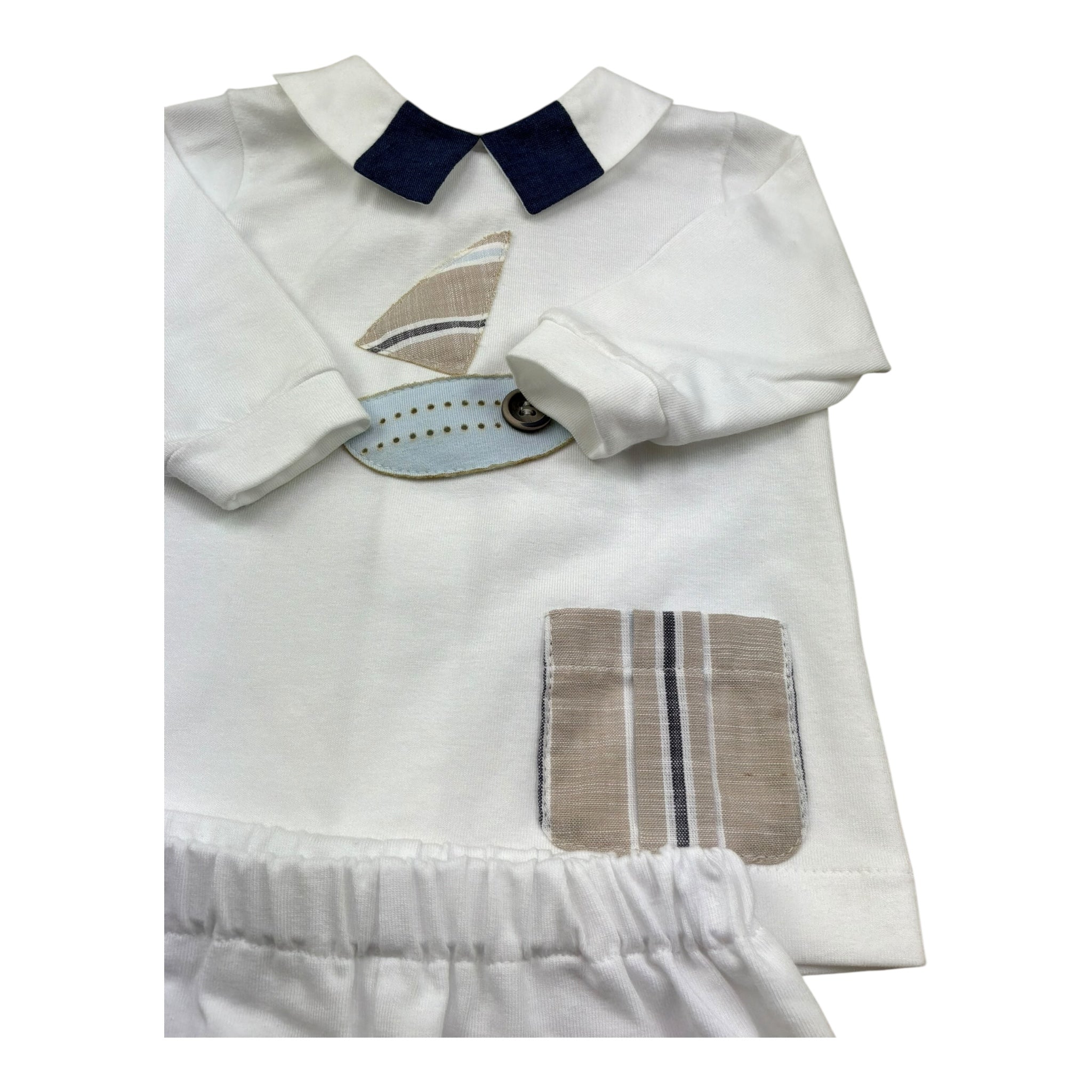I Delfi Completo 2 Pezzi Shirt-Ghettina Tinta Unita per Neonato 25P5311 BIANCO I DELFI 