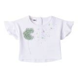 I Do T-Shirt Girocollo Tinta Unita con Applicazioni per Bambina 4B510 BIANCO I DO 