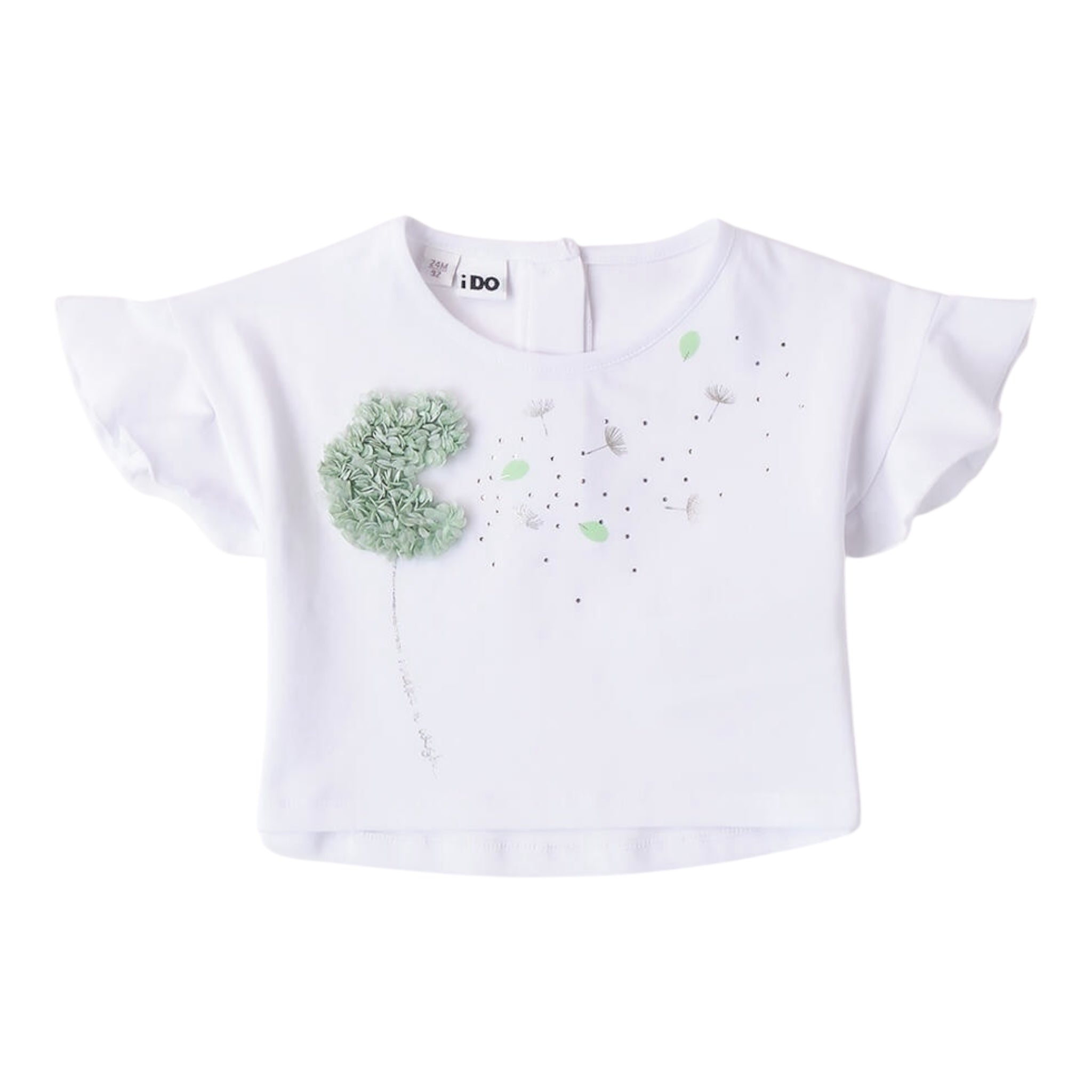 I Do T-Shirt Girocollo Tinta Unita con Applicazioni per Bambina 4B510 BIANCO I DO 