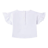 I Do T-Shirt Girocollo Tinta Unita con Applicazioni per Bambina 4B510 BIANCO I DO 