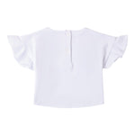 I Do T-Shirt Girocollo Tinta Unita con Applicazioni per Bambina 4B510 BIANCO I DO 