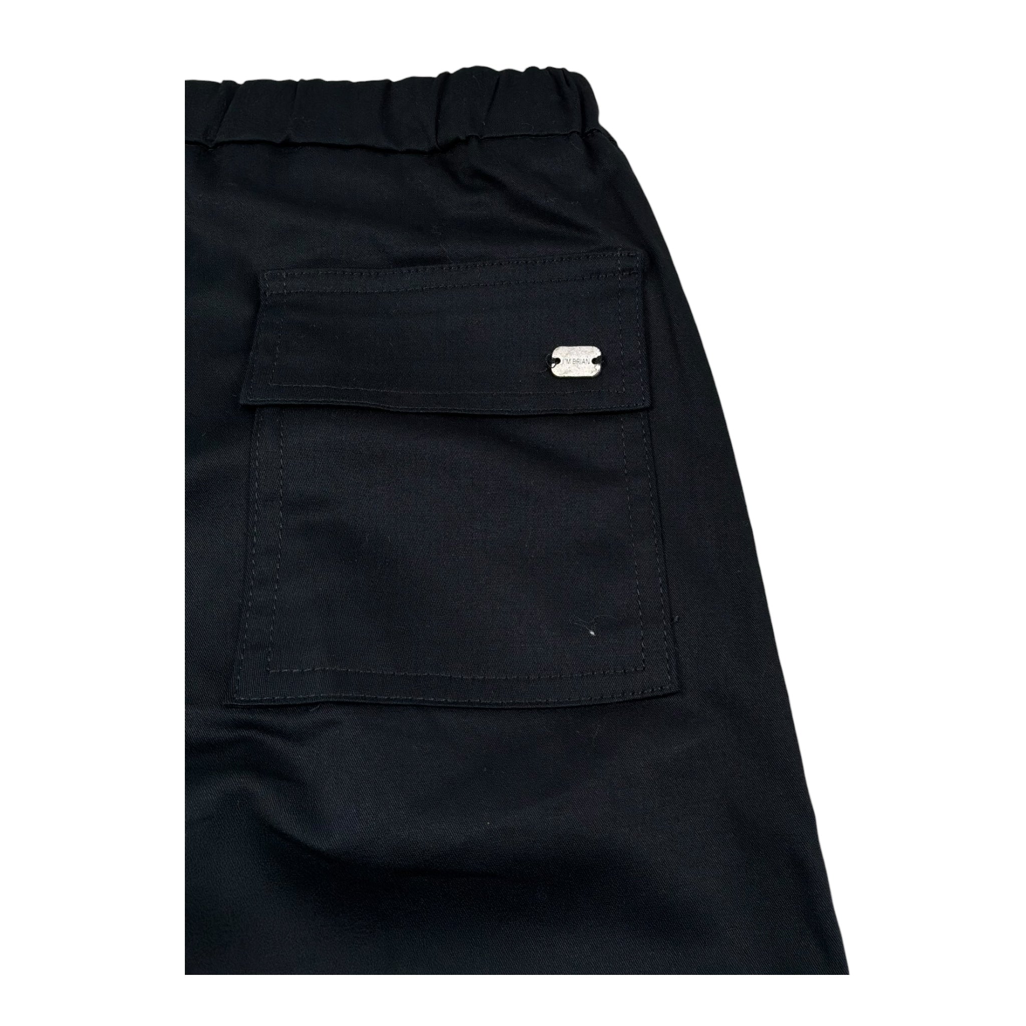 I'M Brian Pantalone Tinta Unita con Elastico In Vita per Bambino PA1240J NERO I'M BRIAN 