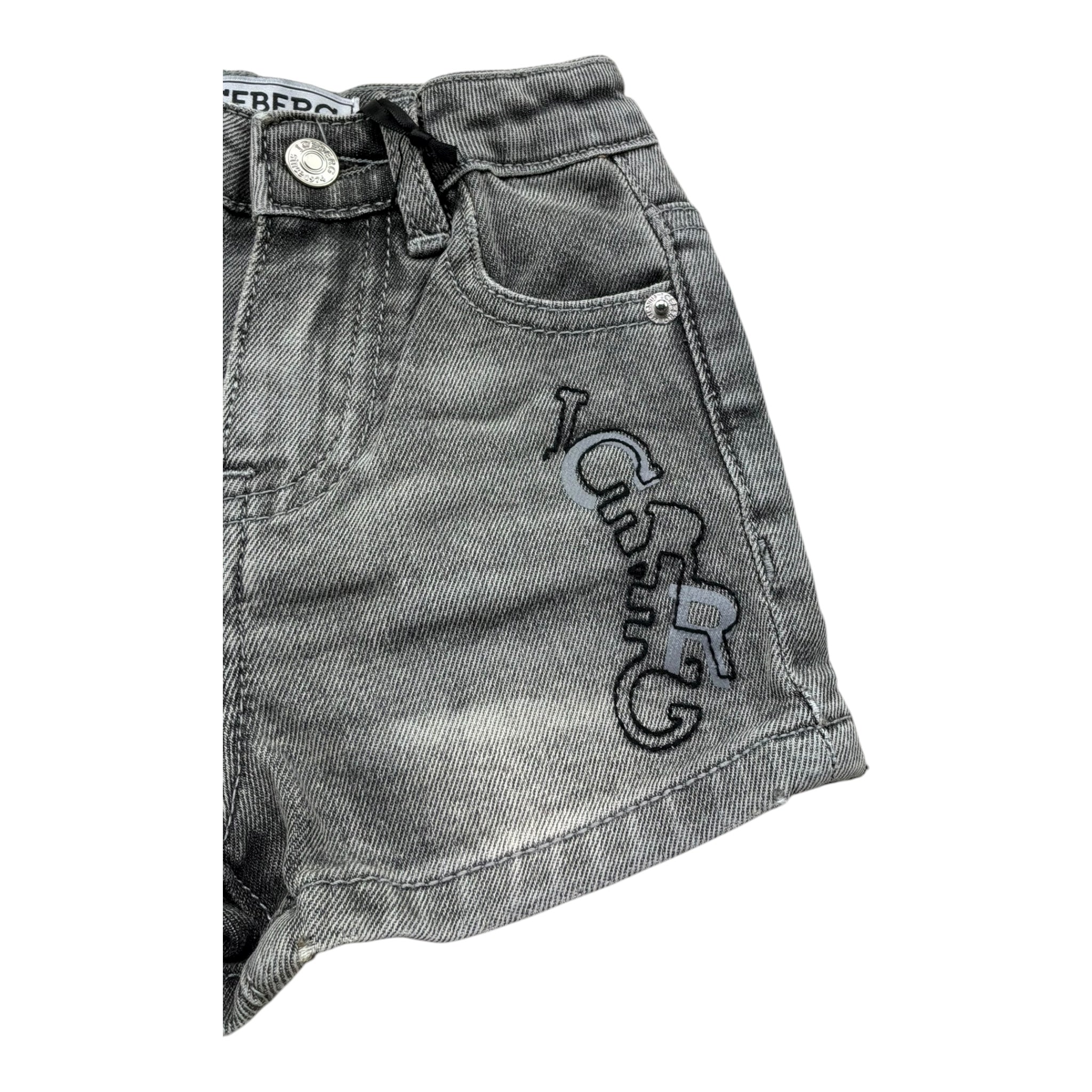 Iceberg Bermuda In Denim Tinta Unita con Logo per Neonato BMICE50108B NERO ICEBERG 