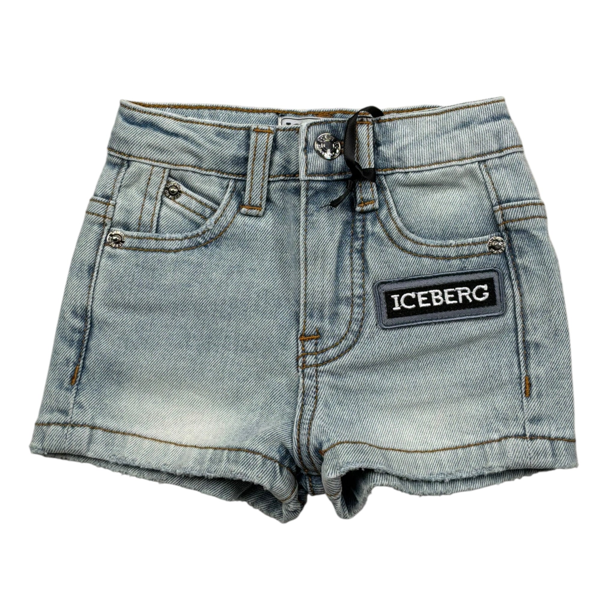 Iceberg Bermuda In Denim Tinta Unita con Girovita Regolabile per Neonato BMICE51008 AZZURRO ICEBERG 