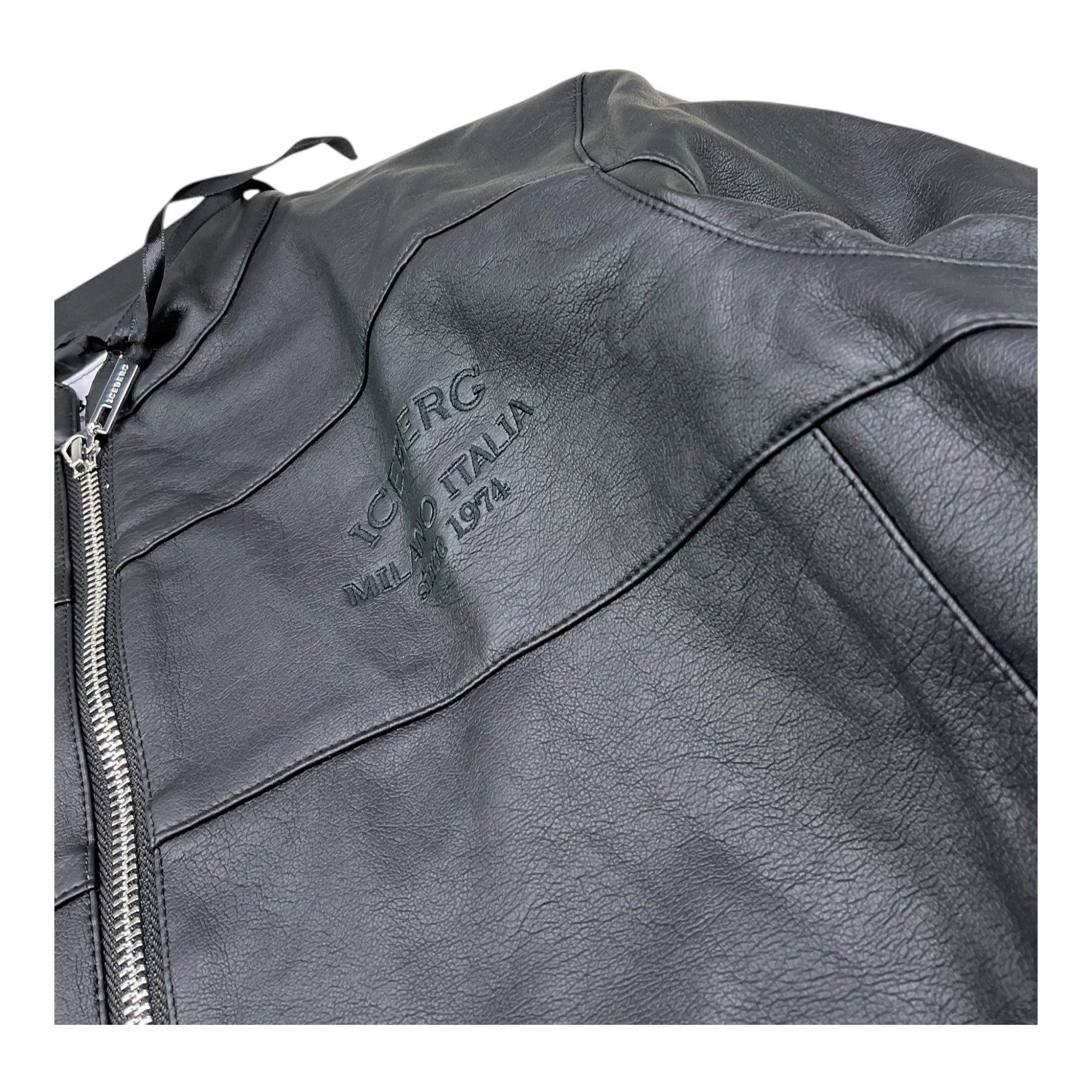 Iceberg Giubbino In Ecopelle Tinta Unita con Zip per Bambino GBICE5101J NERO ICEBERG 