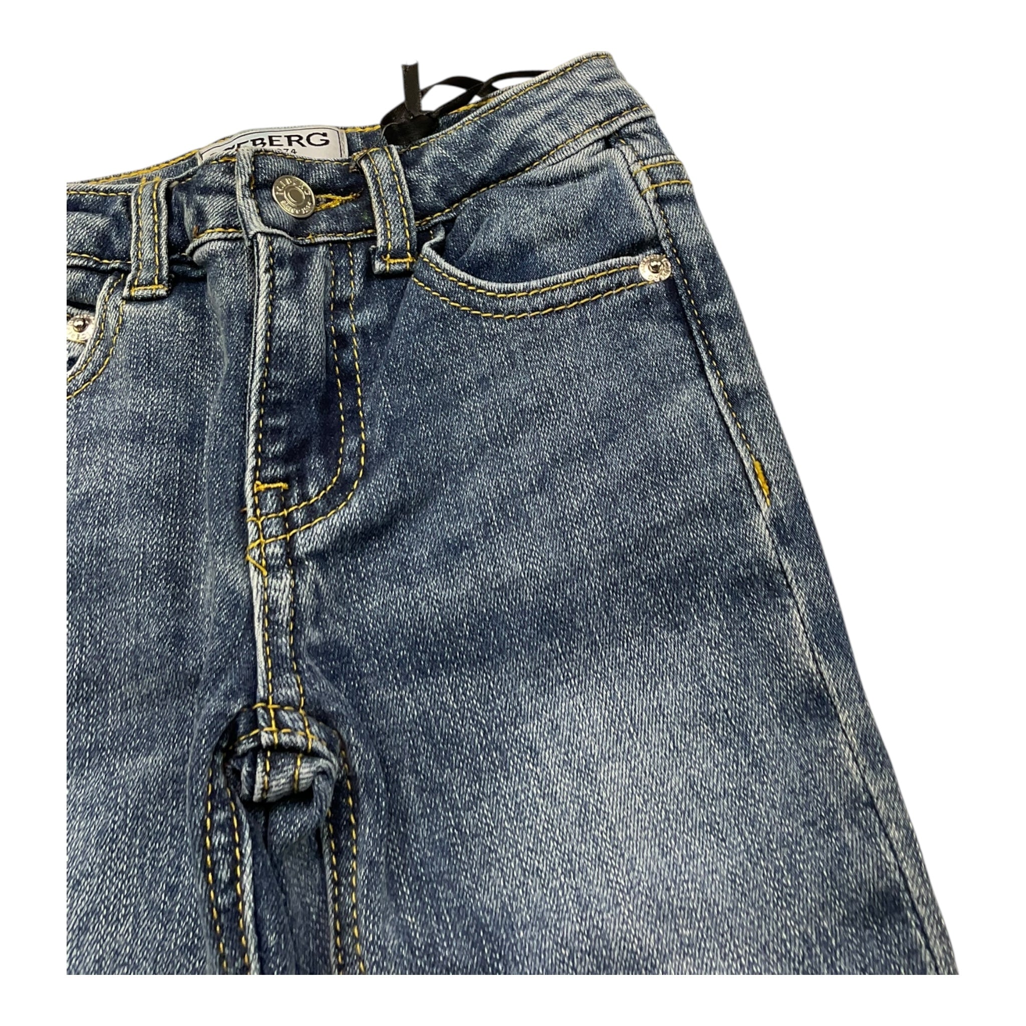 Iceberg Jeans Tinta Unita con Girovita Regolabile per Neonato PTICE4313BN BLU ICEBERG 