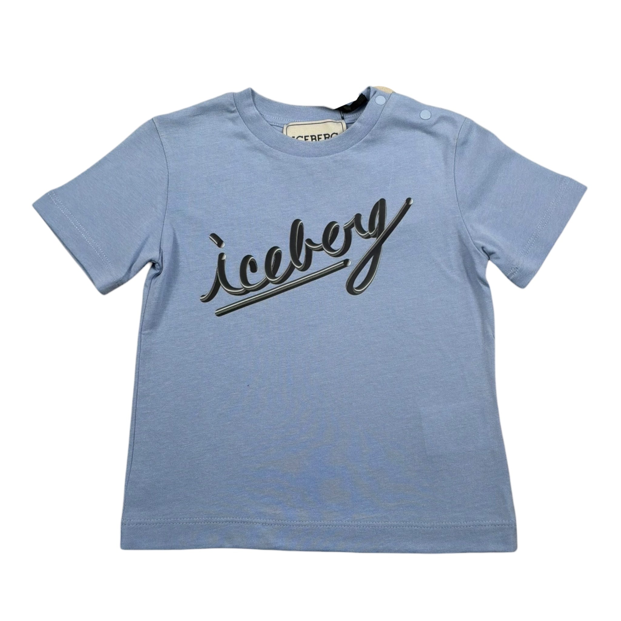Iceberg T-Shirt Girocollo Tinta Unita con Logo per Neonato TSICE5101BX AZZURRO ICEBERG 