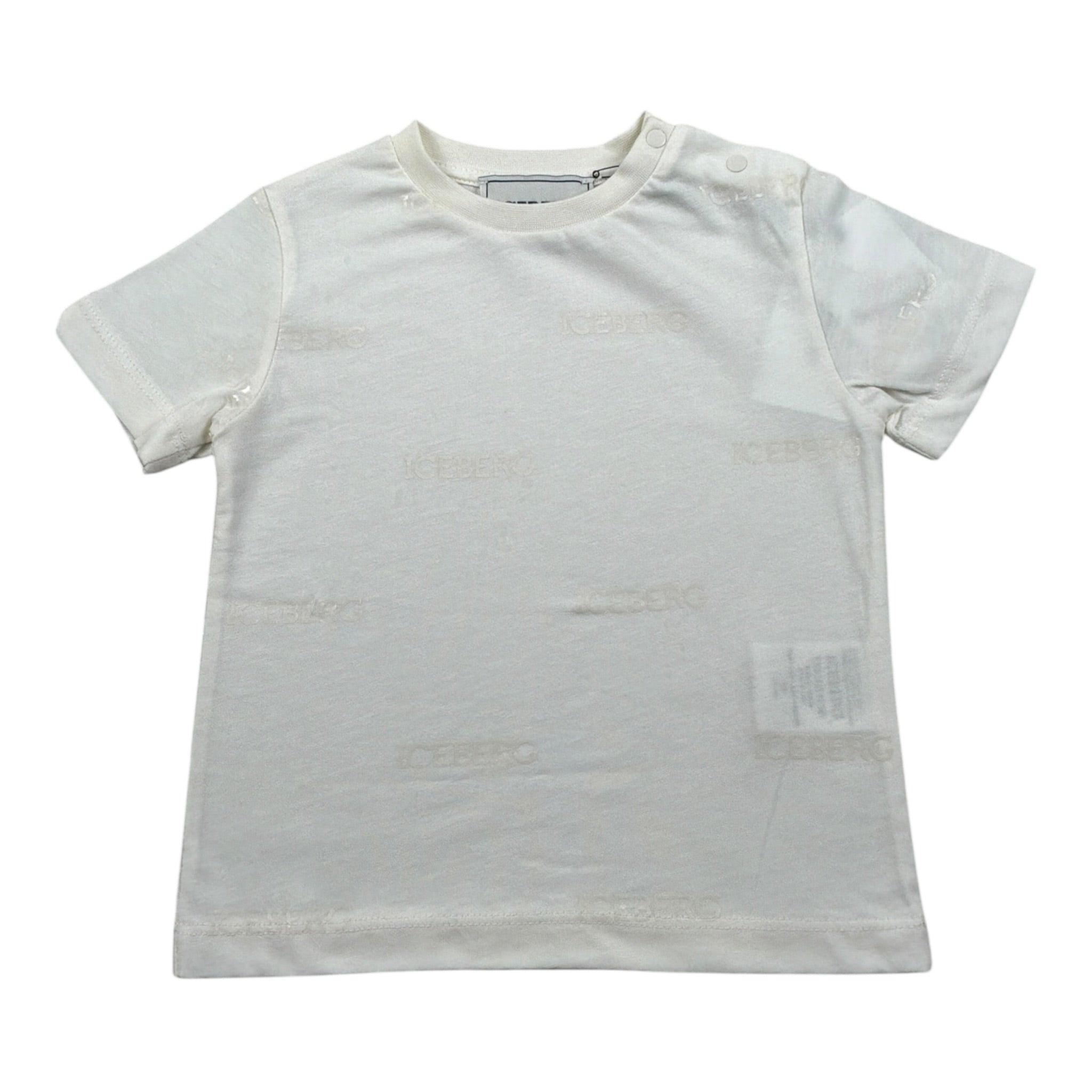 Iceberg T-Shirt Girocollo tinta unita con Logo Bianco per Neonato TSICE5115BX BIANCO ICEBERG 