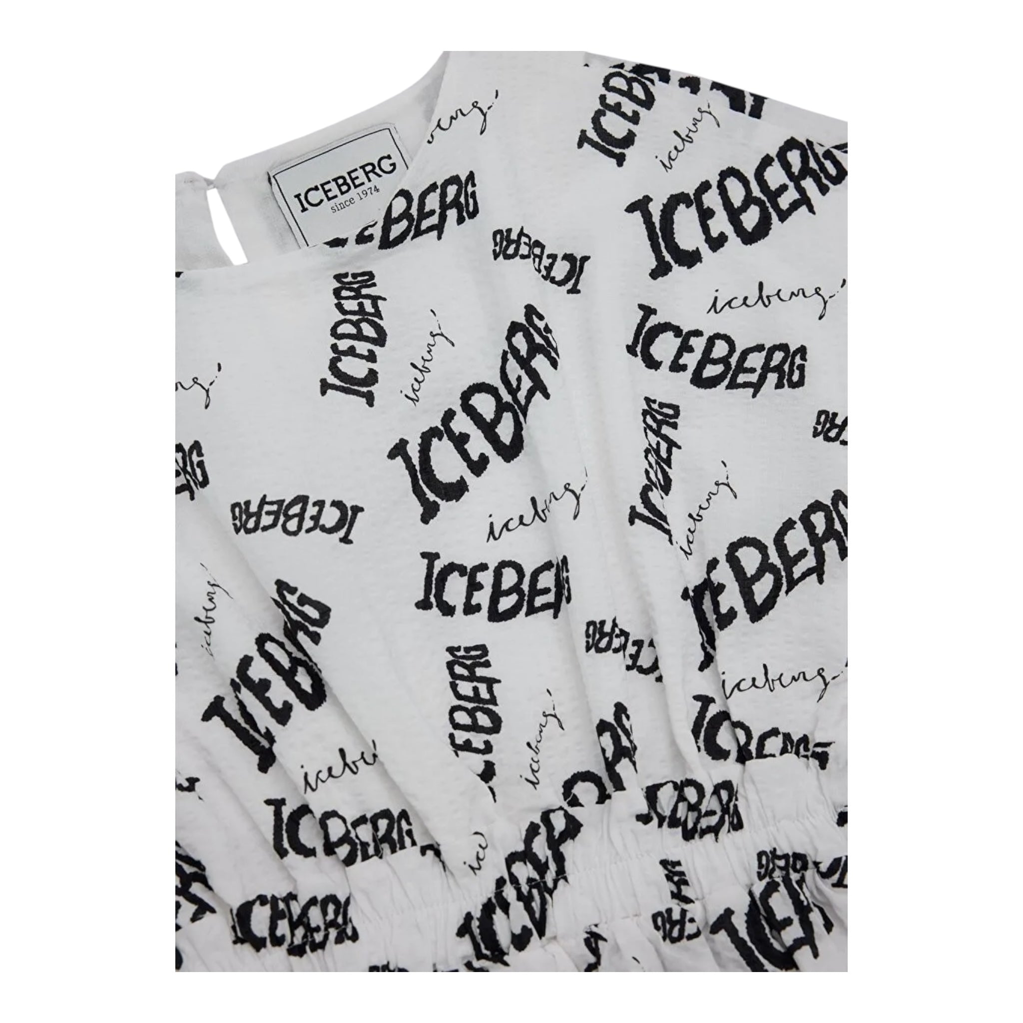Iceberg Abito Tinta Unita Mezza Manica Logato per Bambina VSICE5160J BIANCO ICEBERG 