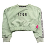 Icon Felpa Chiusa Girocollo Tinta Unita con Logo per Bambina IGSW00541 VERDE ACQUA ICON 