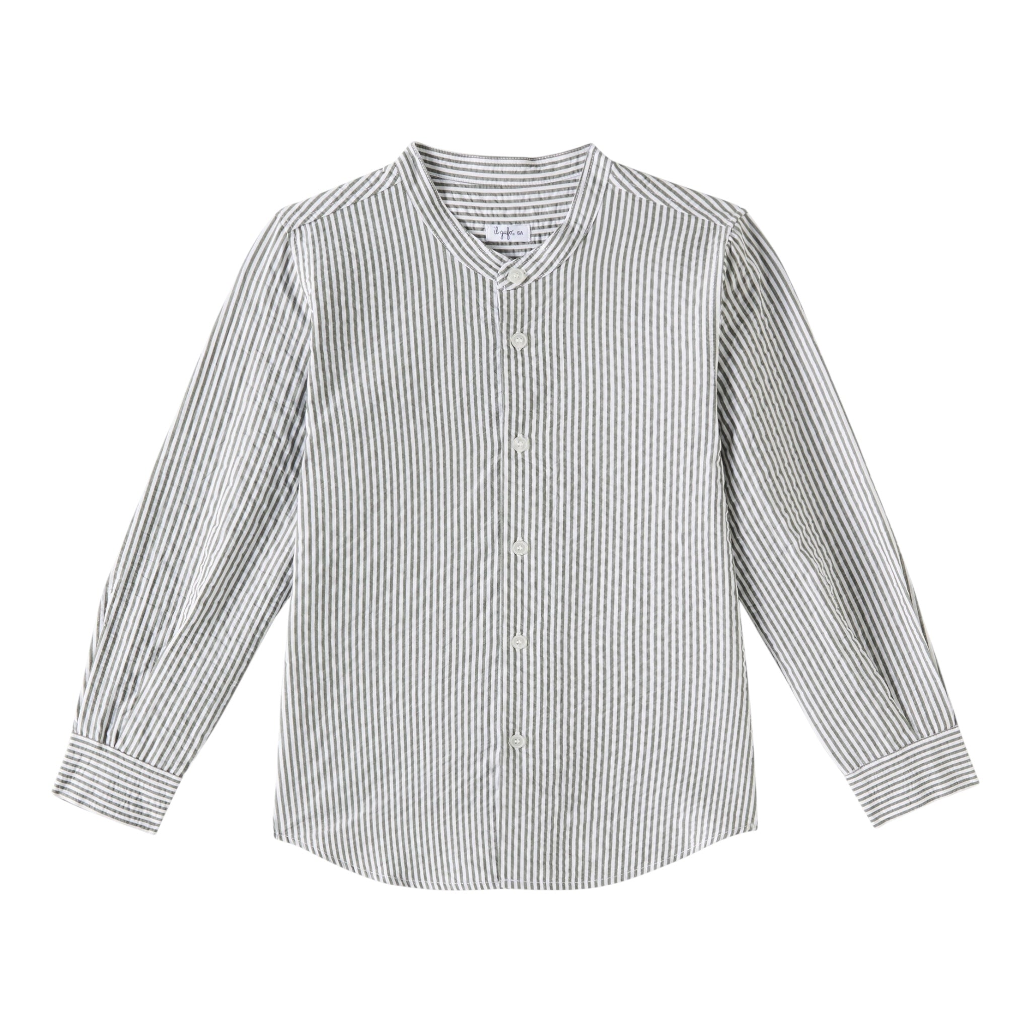 Il Gufo Camicia Manica Lunga Fantasia A Righe Collo Coreano per Bambino P25CL016C1080 BIANCO/GRIGIO IL GUFO 