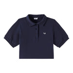 Il Gufo Polo Mezza Manica Tinta Unita Modello Crop per Bambina P25PC095MF032 BLU IL GUFO 