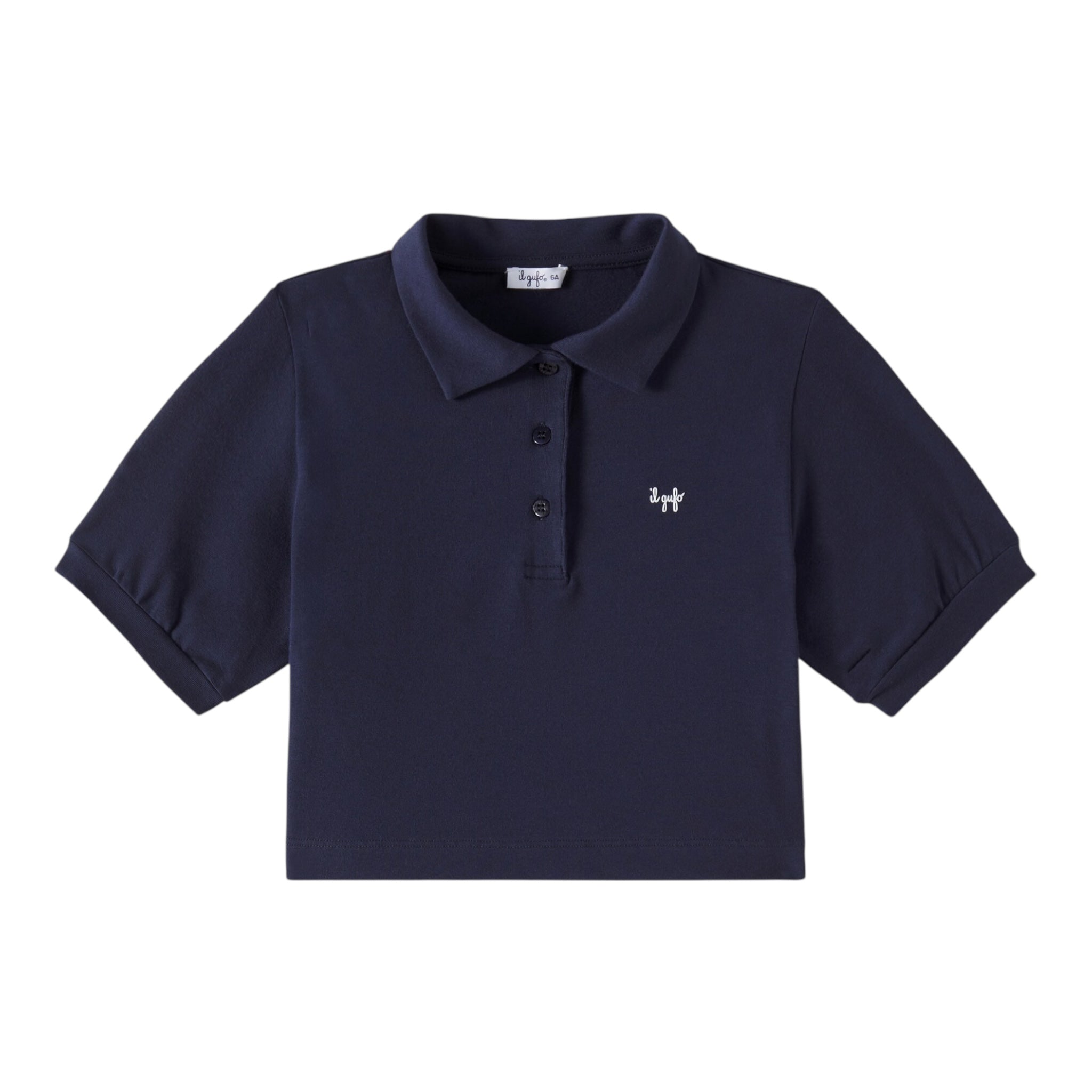 Il Gufo Polo Mezza Manica Tinta Unita Modello Crop per Neonata P25PC095MF032N BLU IL GUFO 