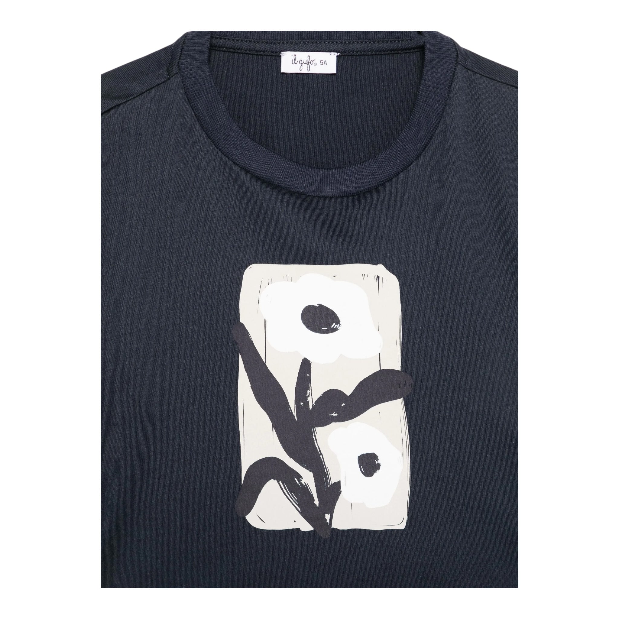 Il Gufo T-Shirt Girocollo Tinta Unita con Stampa per Neonata P25TS477MF001N BLU IL GUFO 