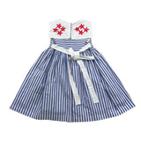 Ilfarobimbi Abito Bicolore con Fantasia A Righe E Colletto per Neonata IFB50576 BIANCO/AZZURRO ILFAROBIMBI 