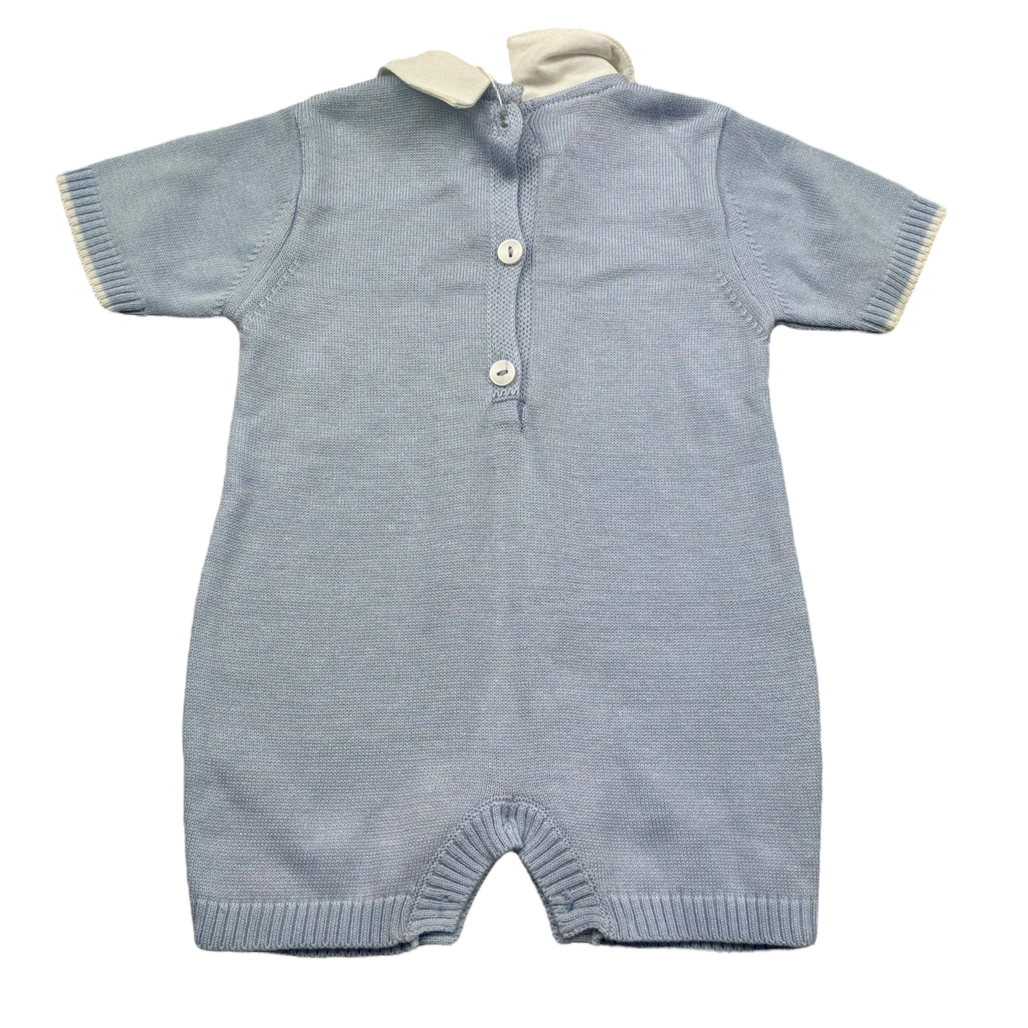 Isabel & Martinez Pagliaccetto Mezza Manica Tinta Unita con Ricami per Neonato IM25N528 AZZURRO ISABEL & MARTINEZ 