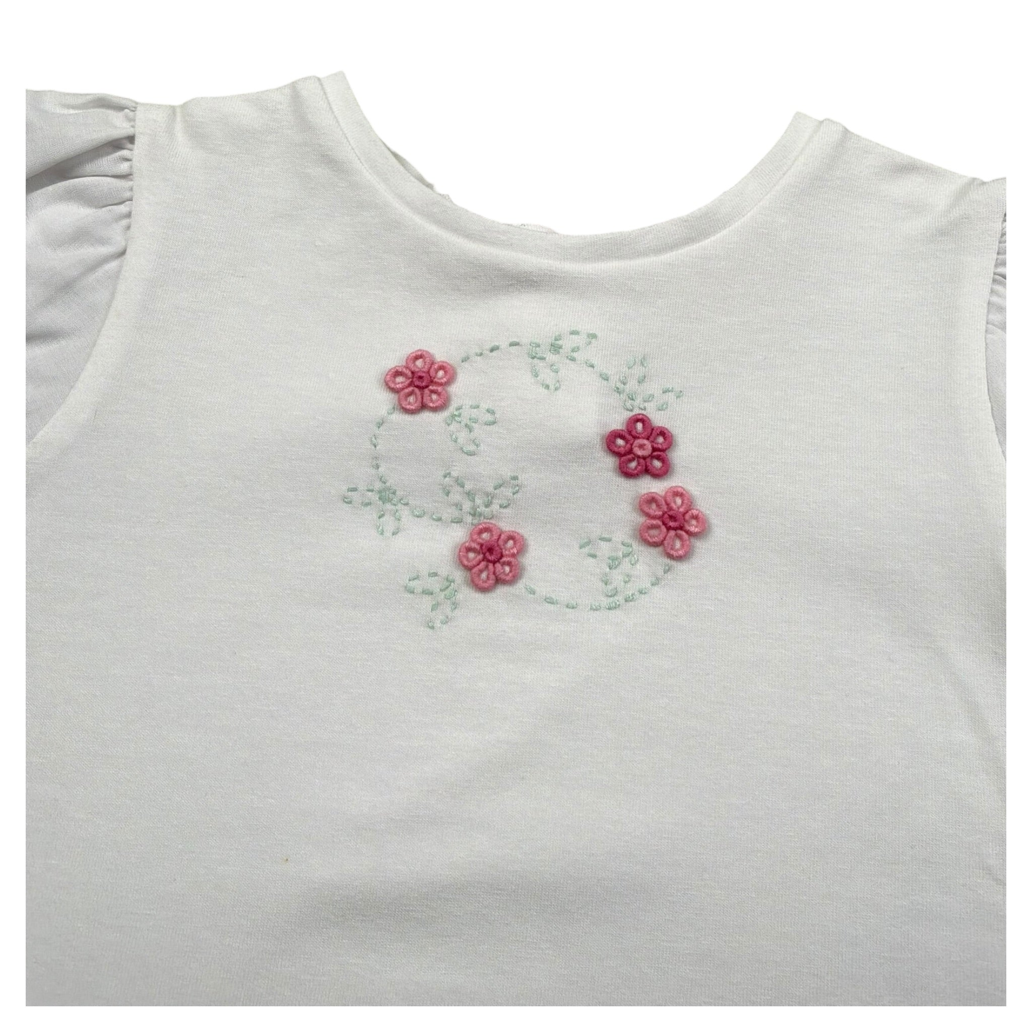 Isi Baby T-Shirt Girocollo tinta unita con Ricami Bianco per Neonata S25I111CAJJ BIANCO ISI BABY 