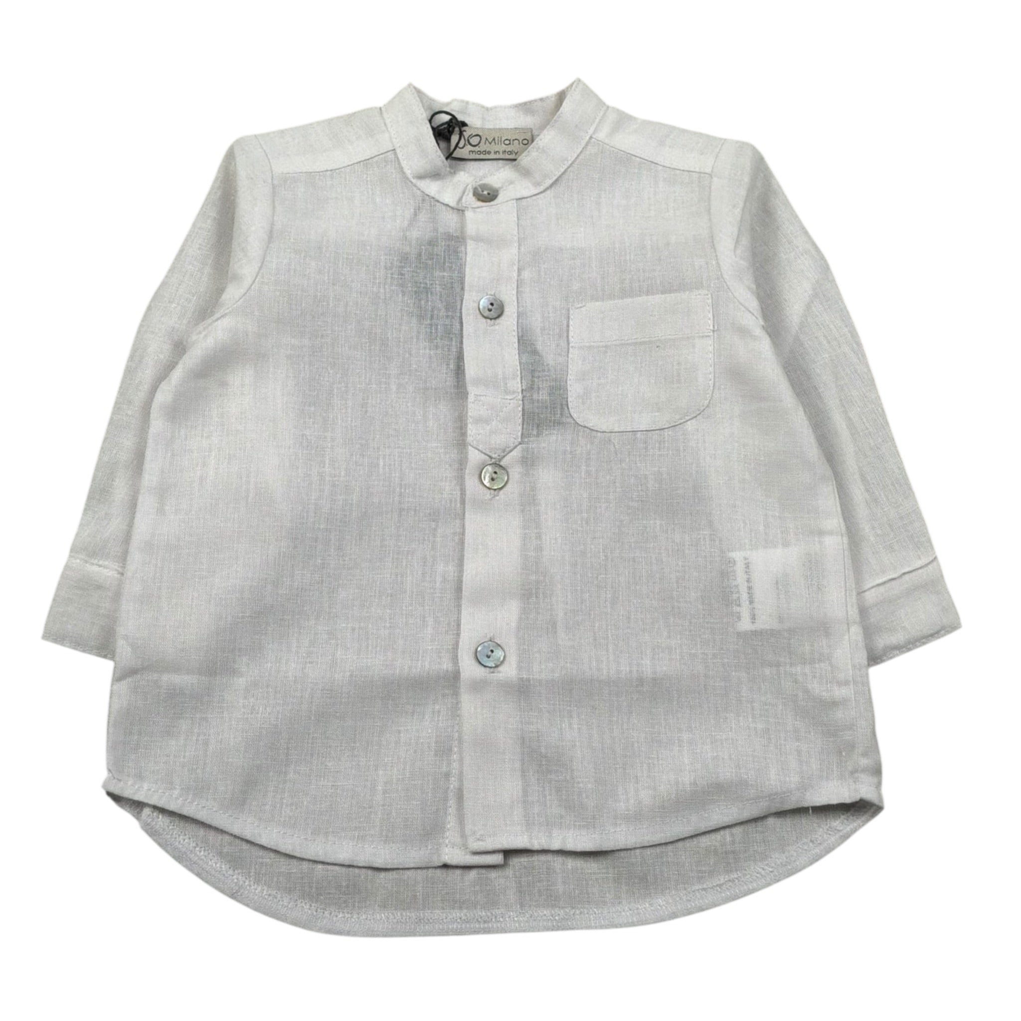 J.O. Milano Camicia Manica Lunga tinta unita Collo Coreano Bianco per Neonato 5768N BIANCO J.O. MILANO 
