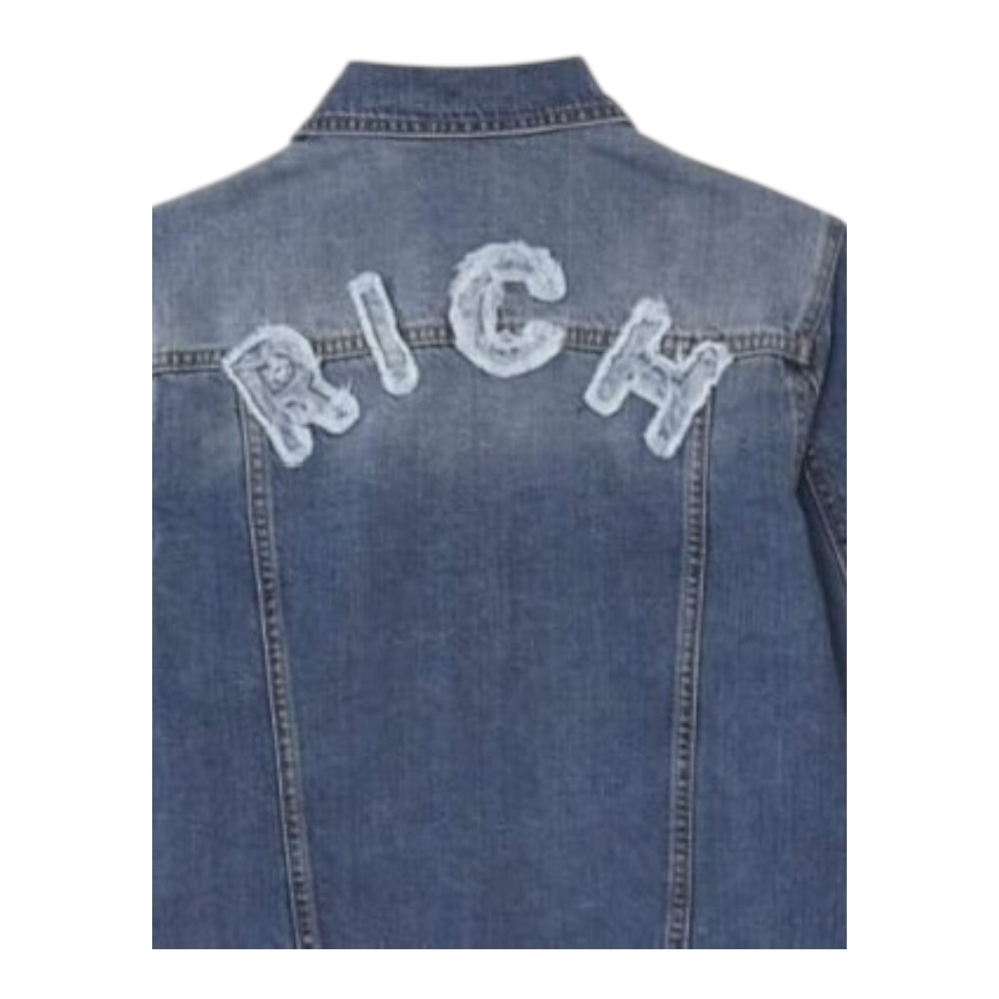 John Richmond Giubbino In Denim Tinta Unita con Stampa per Bambino RBP25156GB BLU JOHN RICHMOND 