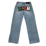 John Richmond Jeans Tinta Unita con Logo E Girovita Regolabile per Bambino RBP26059JE AZZURRO JOHN RICHMOND 