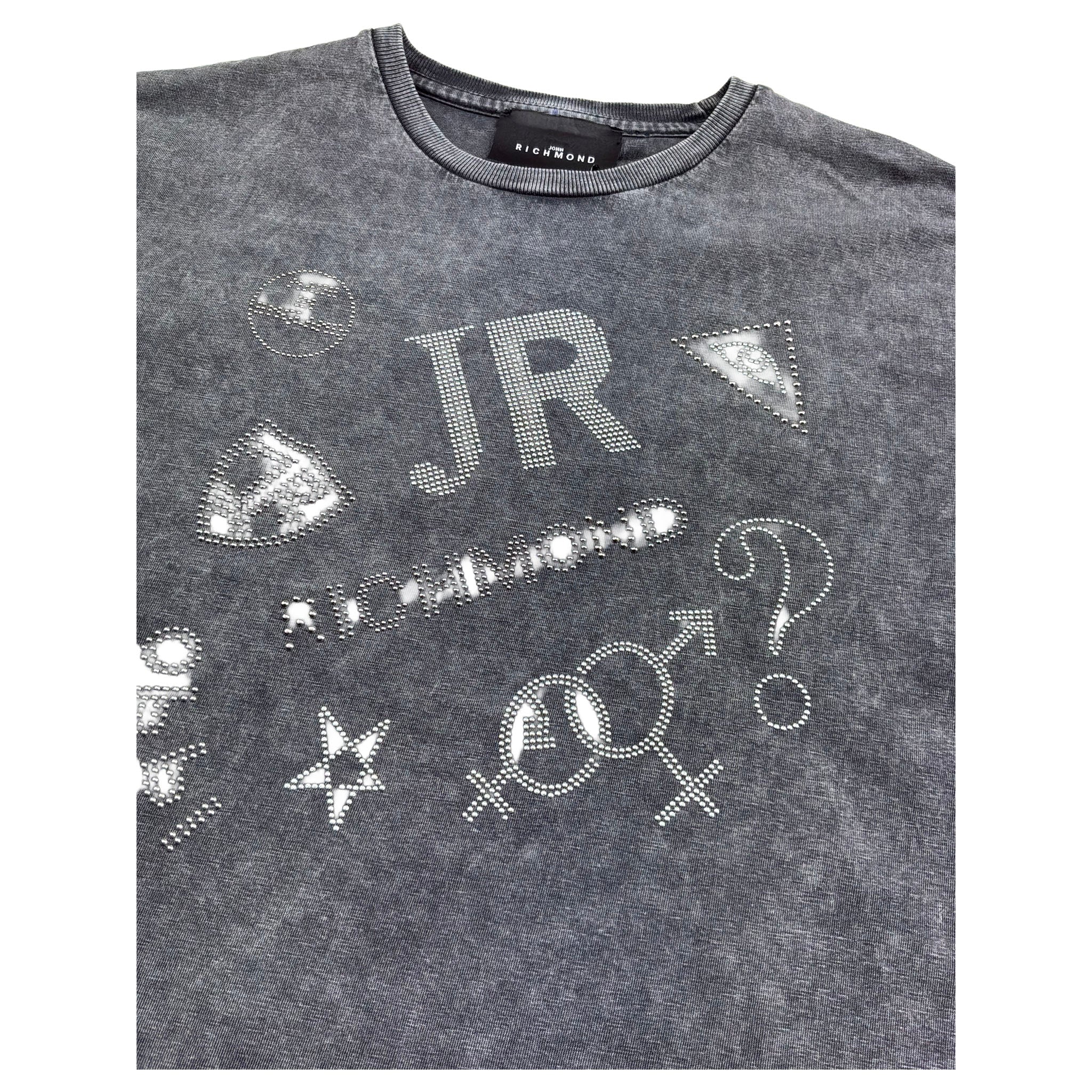 John Richmond T-Shirt Girocollo Tinta Unita con Applicazioni per Bambino RBP26172TS GRIGIO JOHN RICHMOND 