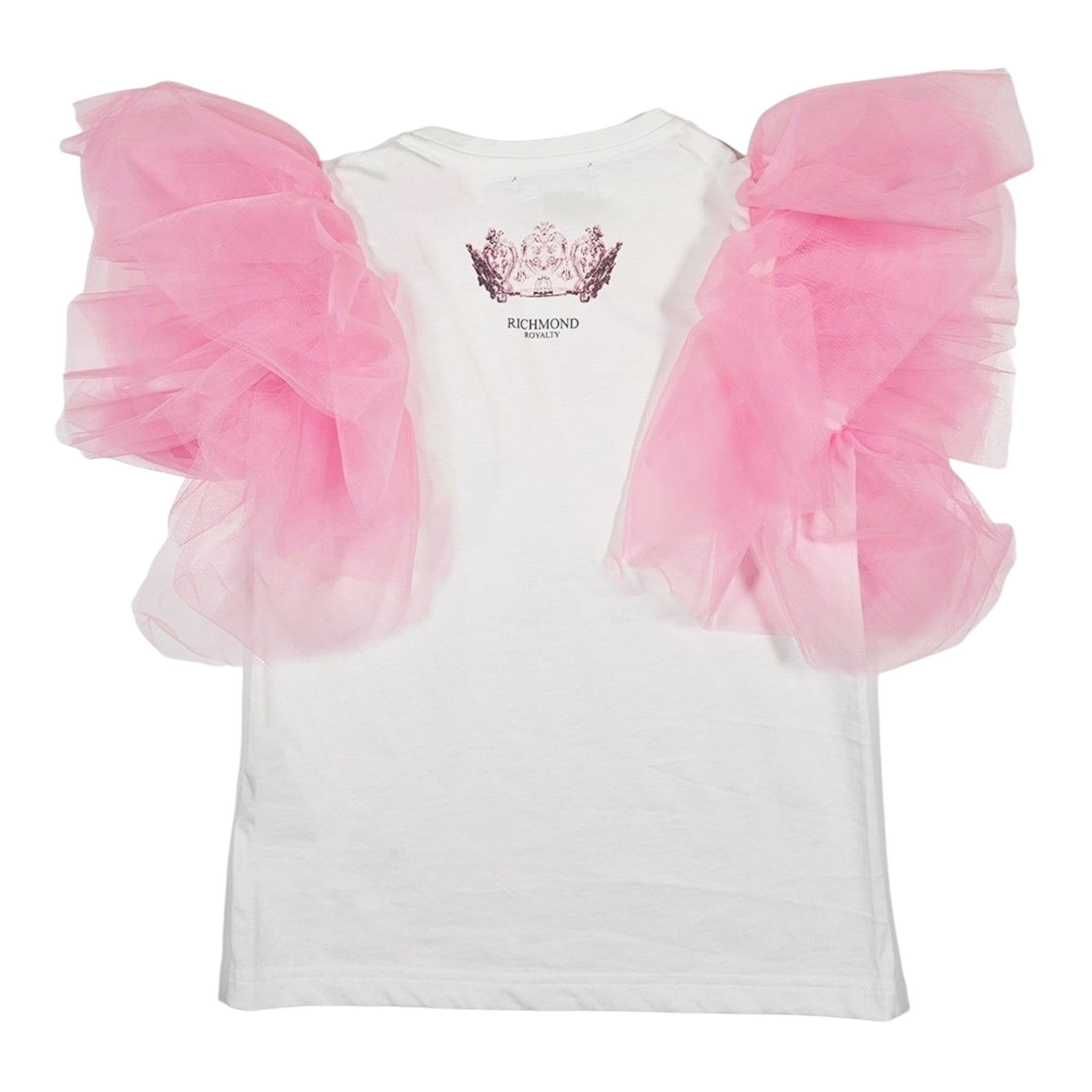 John Richmond T-Shirt Girocollo tinta unita con Maniche In Tulle Bianco per Neonata RGP2408TSN BIANCO JOHN RICHMOND 