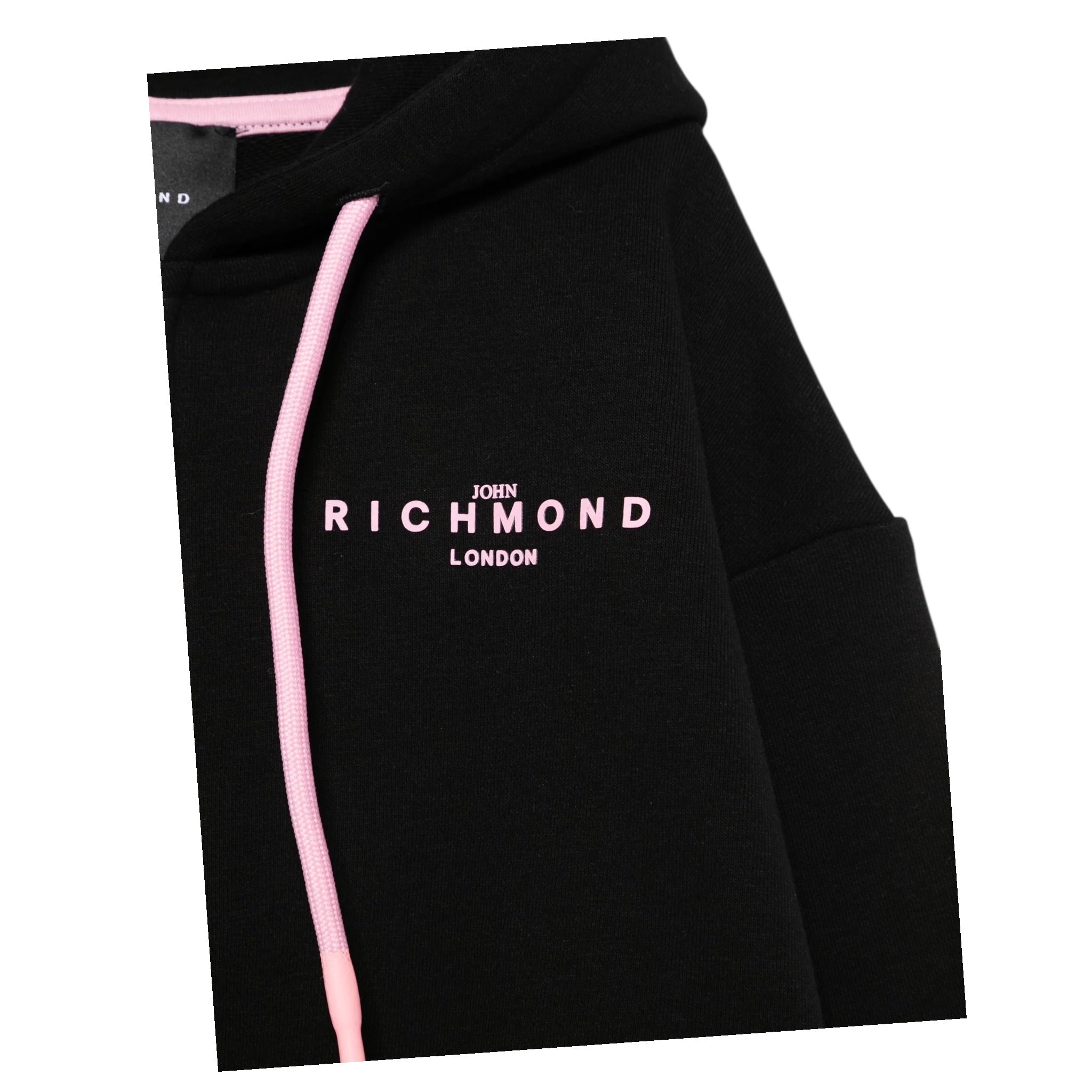 John Richmond Felpa con Zip E Cappuccio Tinta Unita con Stampa per Bambina RGP25001FE NERO JOHN RICHMOND 