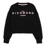 John Richmond Felpa Chiusa Girocollo Tinta Unita con Logo per Bambina RGP25003FE NERO JOHN RICHMOND 