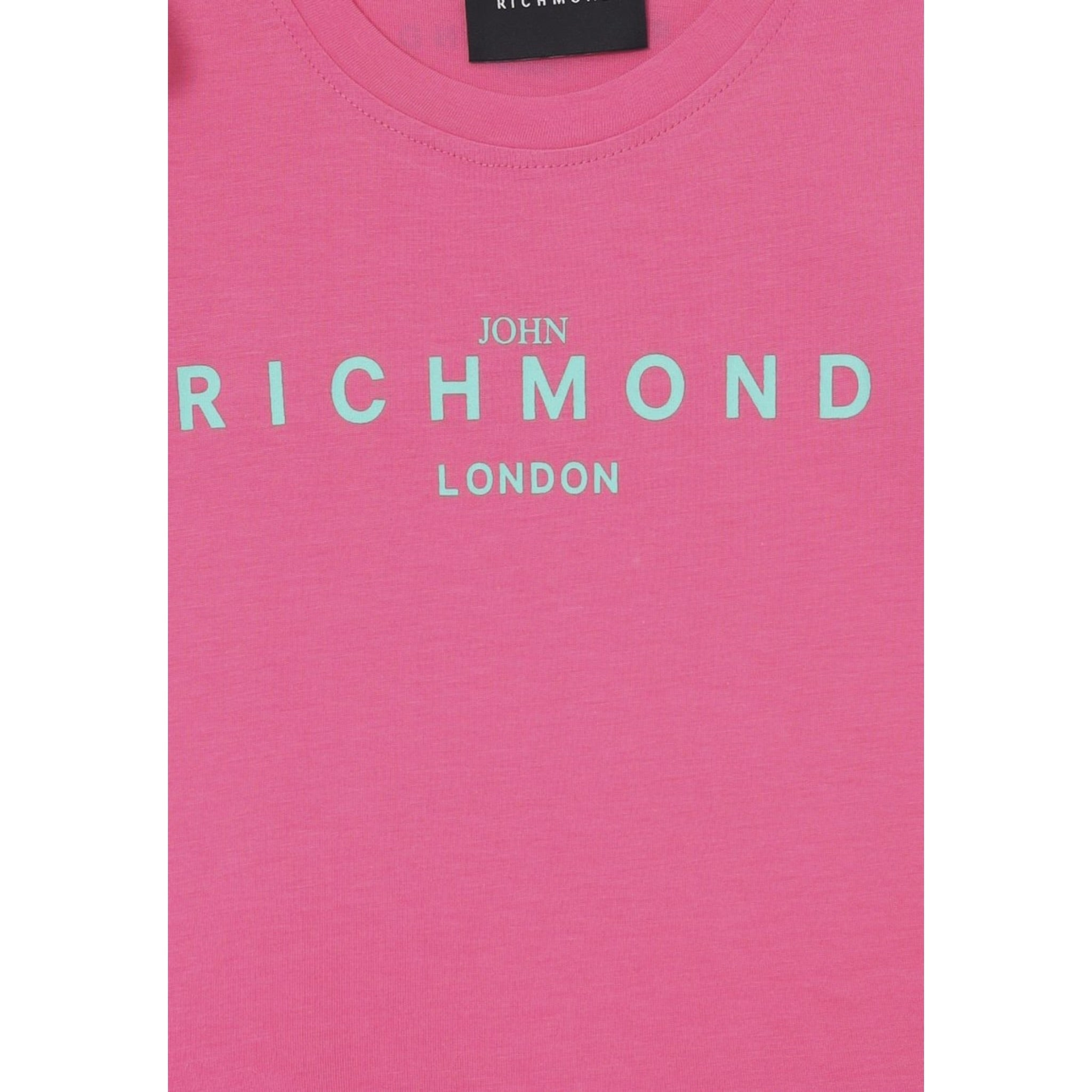John Richmond Abito Tinta Unita con Logo Girocollo per Bambina RGP25008VEXX FUXIA JOHN RICHMOND 
