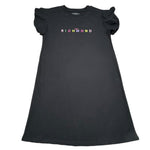 John Richmond Abito Mezza Manica Girocollo Tinta Unita con Stampa per Bambina RGP26023VE NERO JOHN RICHMOND 