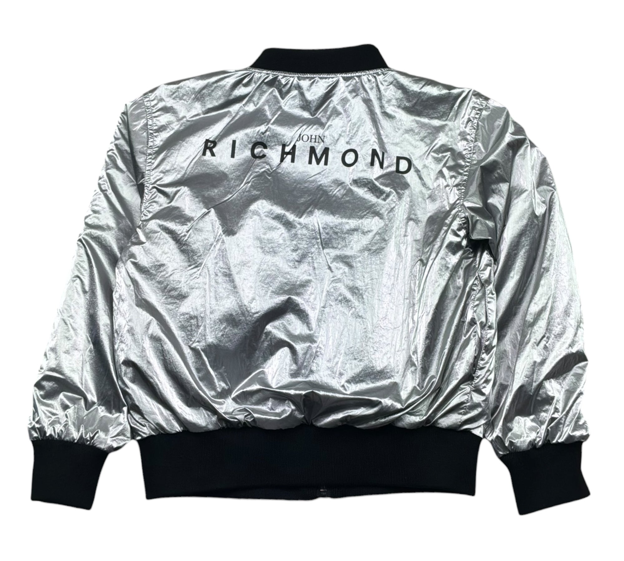 John Richmond Giubbino Reversibile con Zip Bicolore per Bambina RGP26037GB NERO/ARGENTO JOHN RICHMOND 
