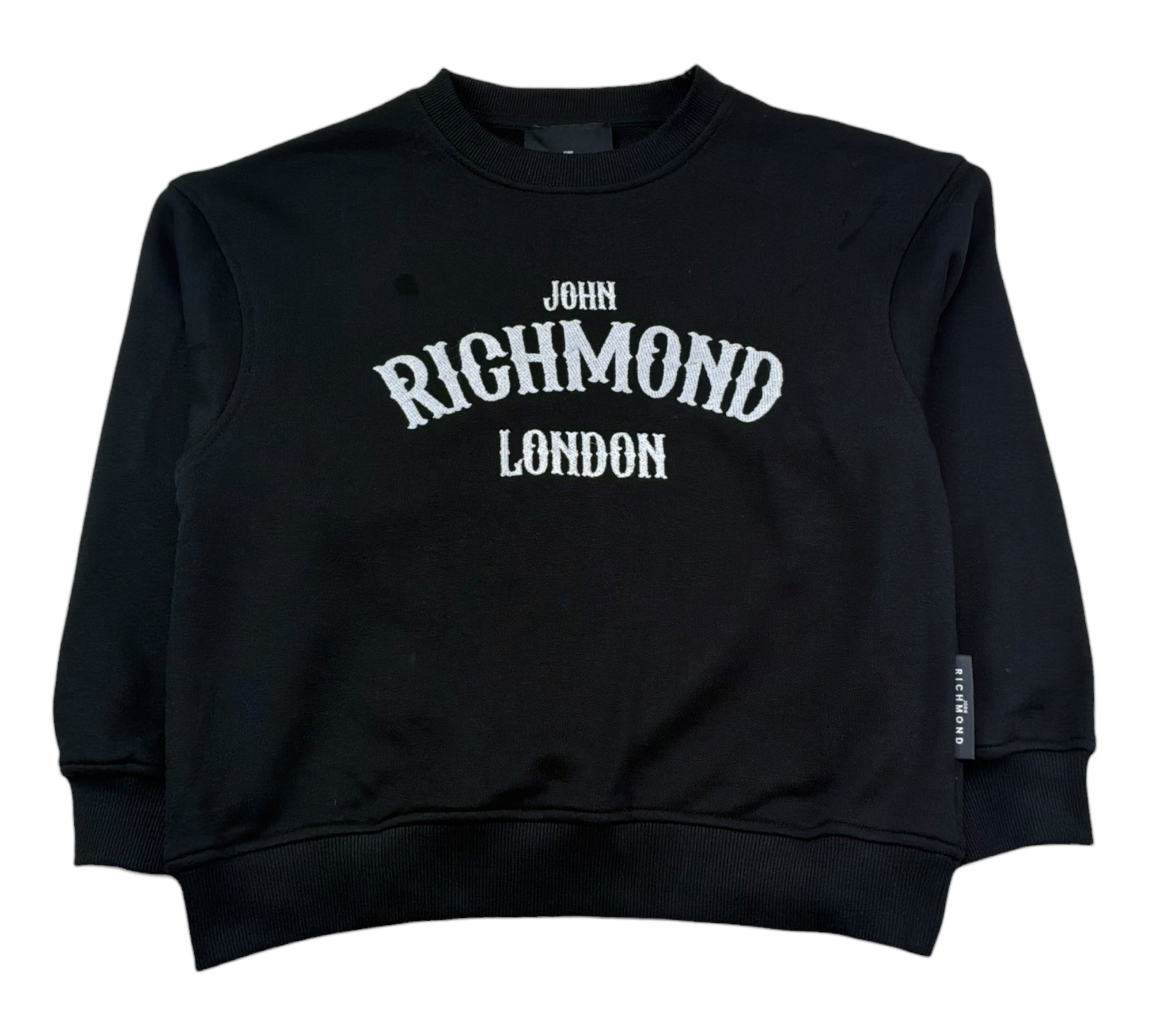 John Richmond Felpa Chiusa Girocollo Tinta Unita con Logo per Bambina RGP26056FE NERO JOHN RICHMOND 