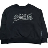 John Richmond Felpa Chiusa Girocollo Tinta Unita con Strass per Bambina RGP26204FE NERO JOHN RICHMOND 