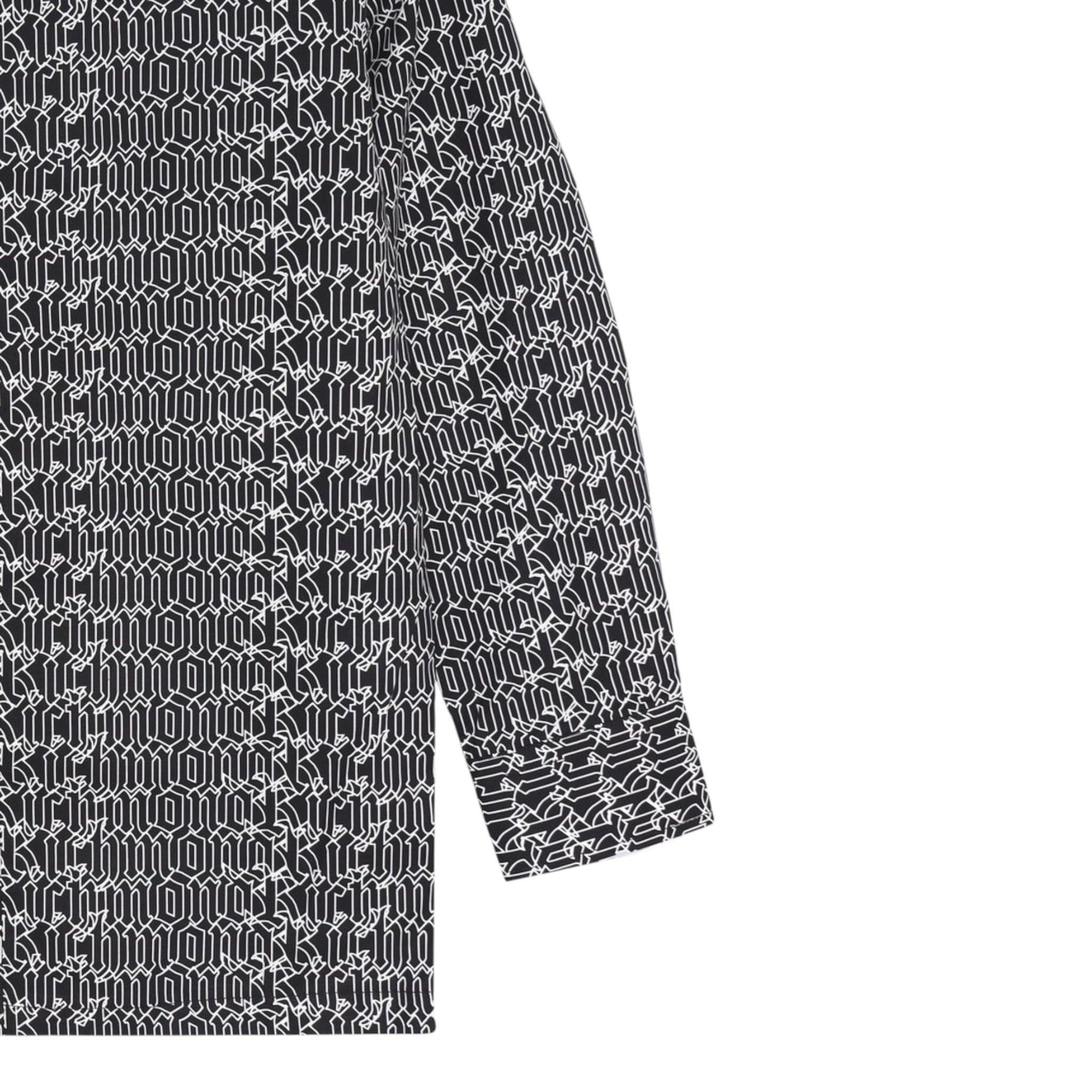 John Richmond Camicia Manica Lunga Tinta Unita con Stampe Logo per Bambino RIP25076CAJ NERO JOHN RICHMOND 
