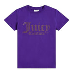 Juicy Couture T-Shirt Girocollo Tinta Unita con Brillantini per Bambina JBX6409 VIOLA JUICY COUTURE 