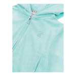 Juicy Couture Felpa Tinta Unita In Velluto con Zip E Cappuccio per Bambina JBX6500 AZZURRO JUICY COUTURE 