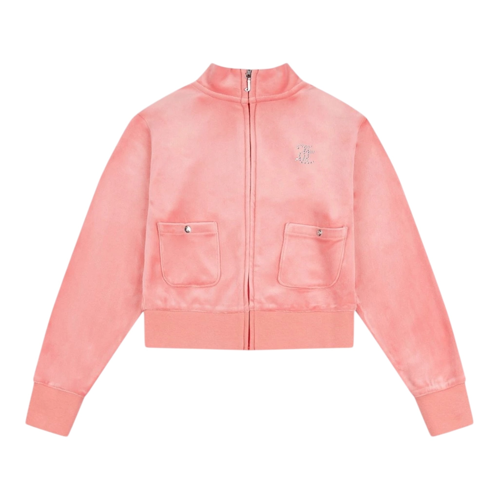 Juicy Couture Felpa Tinta Unita In Velluto con Zip per Bambina JBX6507 ROSA JUICY COUTURE 