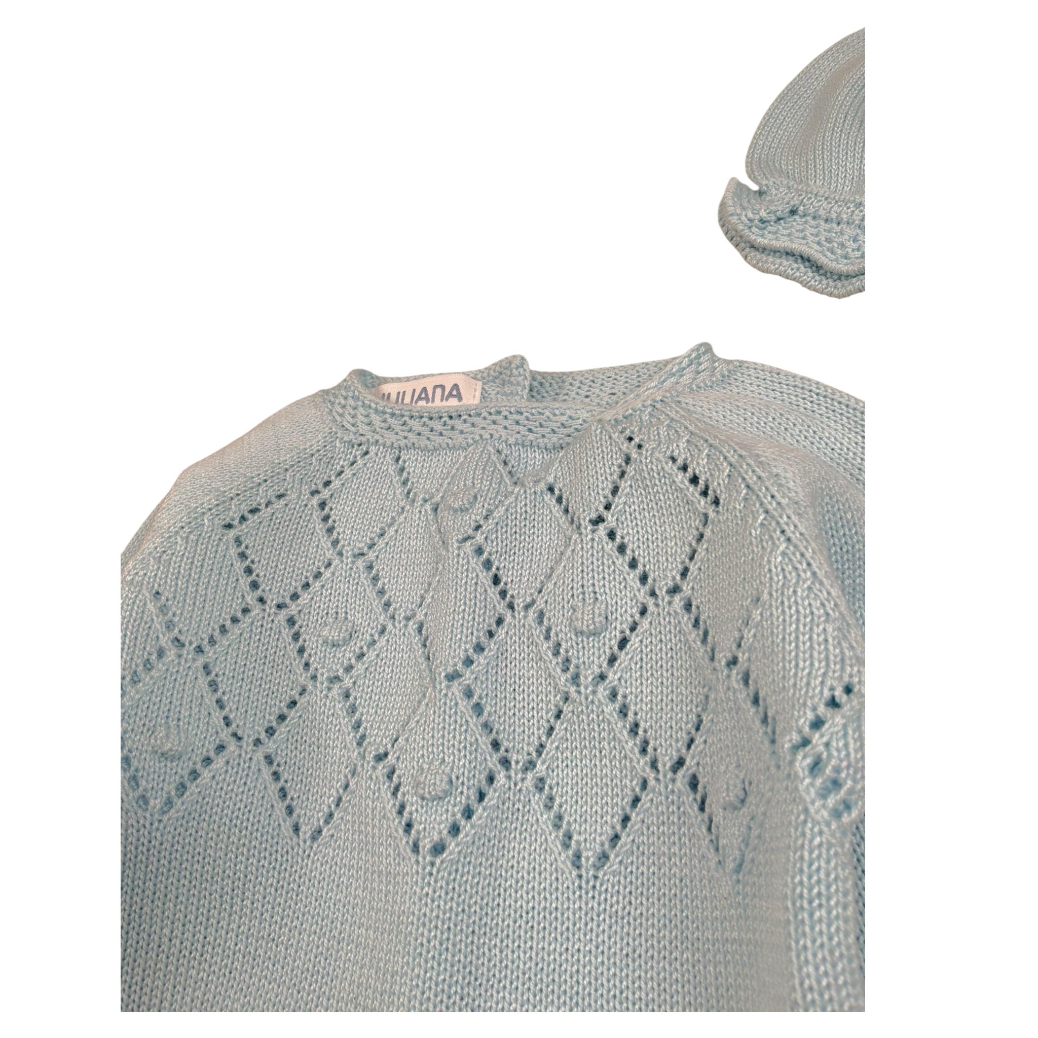 Juliana Completo 3 Pezzi Maglia-Ghettina-Cappello Azzurro per Neonata 25027 AZZURRO JULIANA 