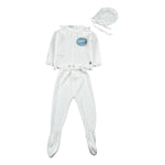 Juliana Completo 3 Pezzi Maglia-Ghettina-Cappello Bianco per Neonata 25036 BIANCO JULIANA 